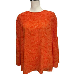 Michael Michael Kors Women’s Orange Print Blouse Size M